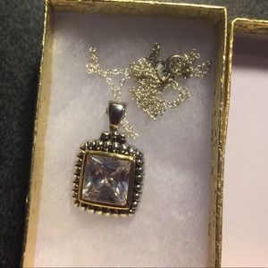 925 w/14K Gold Plated 6.96 ctw CZ Necklace NWT